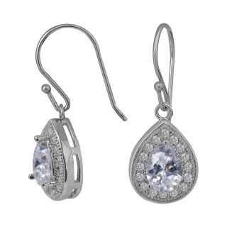 Bridge Jewelry Sterling Silver Plated Cubic Zirconia Teardrop Earrings