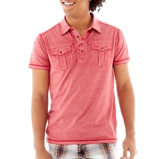 Chalc Burnout Polo Shirt, Red, Mens