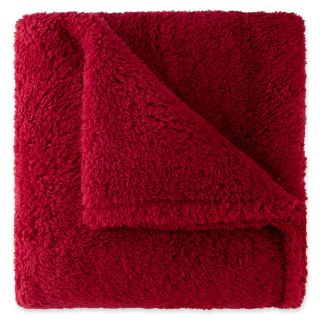 Sunbeam Lofty Plush Throw, Cranberry