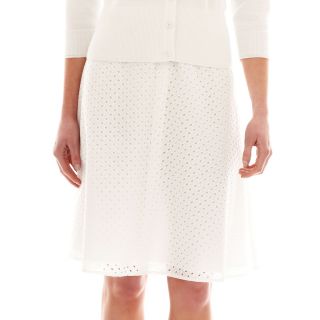 LIZ CLAIBORNE Eyelet Skirt, White