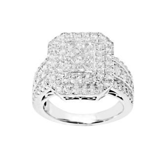 2 CT. T.W. Princess & Round Diamond Engagement Ring, White/Gold, Womens