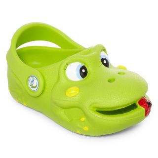 POLLIWALKS Toddler Green Frog Clogs, Lime, Lime