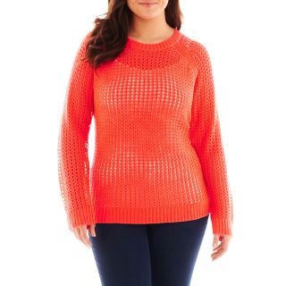 A.N.A Scoopneck Sweater   Plus, Electric Coral, Womens