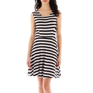 A.N.A Sleeveless Striped Fit and Flare Dress, White