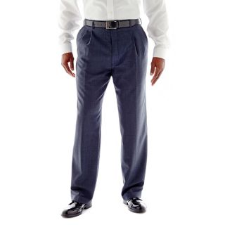 Stafford Travel Pleated Trousers Big and Tall, Navy Shark, Mens