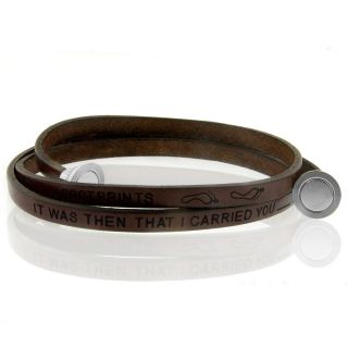 Footprints Leather Wrap Bracelet Magnetic Clasp, Brown, Womens