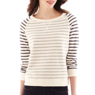 Inside Out Striped Sweatshirt, White, Womens