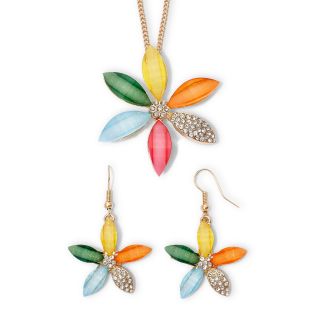 MIXIT Mixit Multi Color Crystal Flower Necklace and Earrings