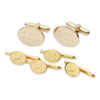 Personalized Formal Set Cuff Links & 4 Shirt Studs, Gold