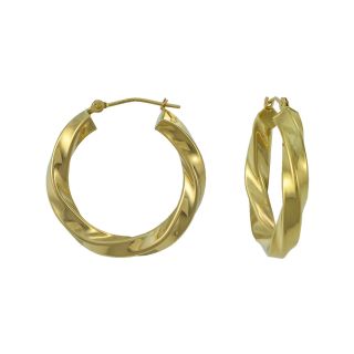 25mm 14K Gold Large Twist Hoop Earrings, Womens
