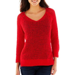 Open Stitch Sweater, Tomato, Womens