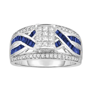 CT. T.W. Diamond & Sapphire Ring, White/Gold, Womens