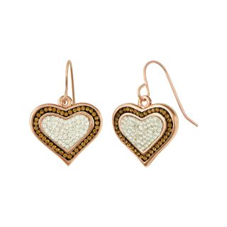 Rose & Chocolate Crystal Heart Earrings, Womens