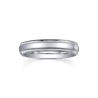 Womens 4mm Sterling Silver Wedding Band, White