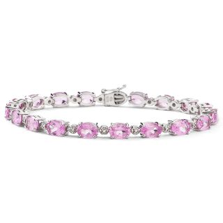 Lab Created Pink Sapphire Tennis Bracelet Sterling Silver, Womens