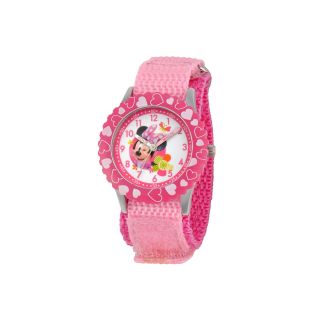 Disney Minnie Mouse Kids Time Teacher Pink Hearts Strap Watch, Girls