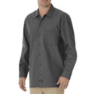 Dickies Long Sleeve Poplin Work Shirt, Graphite, Mens