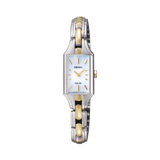 Seiko Womens Two Tone Mother of Pearl Solar Watch