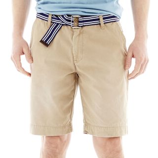 U.S. Polo Assn. Belted Flat Front Shorts, Desert Khaki, Mens
