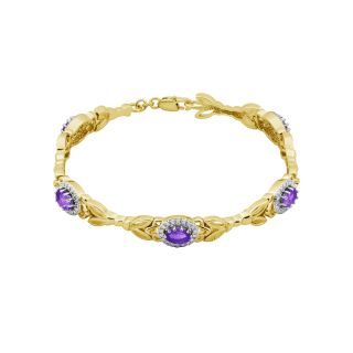 Bridge Jewelry 14K Gold Over Brass African Amethyst Flower Bracelet