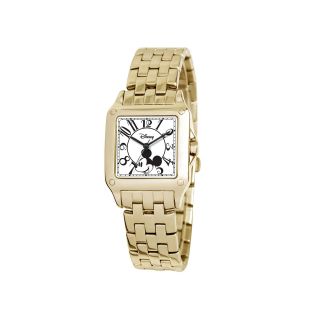 Disney Perfect Square Mickey Mouse Womens Gold Tone Watch
