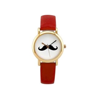 Womens Fancy Moustache Watch, Red