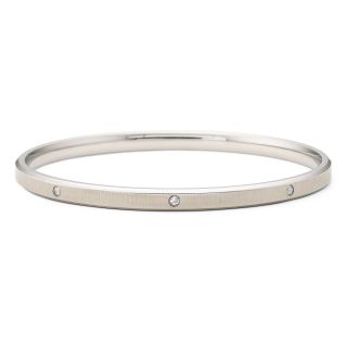 Stainless Steel Cubic Zirconia Bangle, Womens