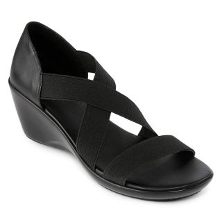 Yuu Aerin Wedge Strappy Sandals, Black, Womens
