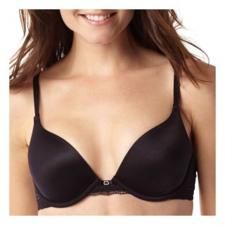 Lily Of France T Shirt Bra with Lace, Black