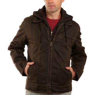 Detachable Hood Jacket, Brown, Mens