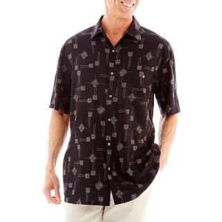 Island Shores Short Sleeve Printed Shirt, Black, Mens