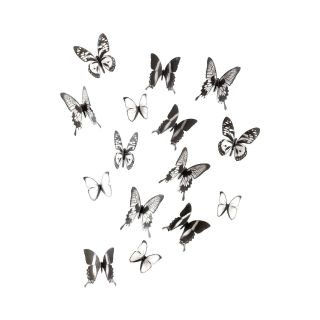 UMBRA Set of 15 Chrysalis Butterfly Wall Decor, Black