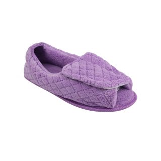 MUK LUKS Adjustable Open Toe Micro Chenille Slippers, Lavender (Purple), Womens