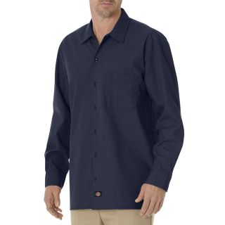 Dickies Long Sleeve Poplin Work Shirt, Dark Navy, Mens