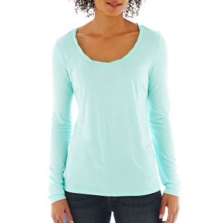 A.N.A High Low Scoopneck Tee, Blue, Womens