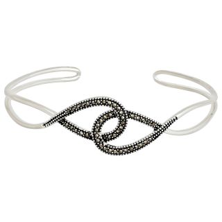 Sterling Silver & Marcasite Double Loop Bangle, Womens