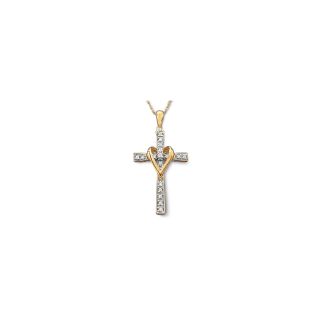 1/10 CT. T.W. Diamond Cross Pendant 10K Gold, Yellow/Gold, Womens