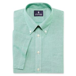 Stafford Short Sleeve Oxford Dress Shirt, Green, Mens