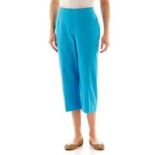 Alfred Dunner Isle of Capri Solid Capris, Turquoise, Womens