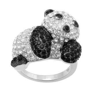Alexandra Gem Lab Created Sapphire & Crystal Panda Bear Ring, Womens