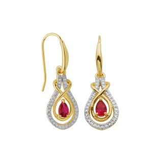 Bridge Jewelry Lab Created Ruby Diamond & Accent Drop Earrings