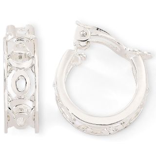 LIZ CLAIBORNE Carved Silver Tone Clip On Hoop Earrings, Gray