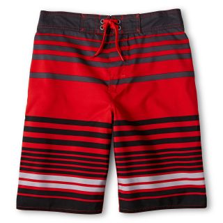 ARIZONA Striped Swim Trunks   Boys 6 18, Red, Boys