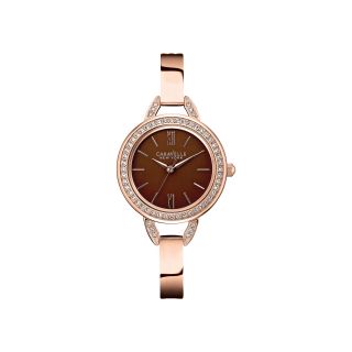 Caravelle New York Womens Brown with Rose Tone Bangle Watch