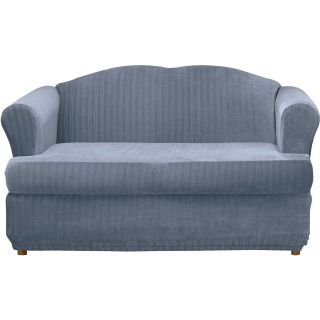 Sure Fit Stretch Pinstripe 2 pc. T Cushion Sofa Slipcover, Blue