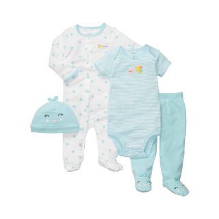 Carters 4 pc. Birdie Layette Set   Girls newborn 9m, Turq Bird, Turq Bird,