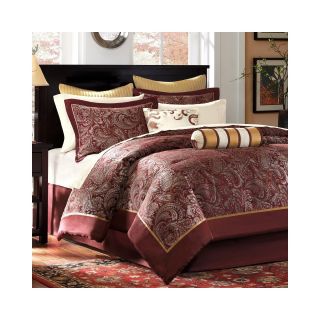 Madison Park Churchill 12 pc. Bedding Set with Sheets, Burgundy