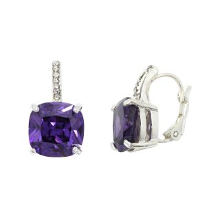 Bridge Jewelry Purple Cubic Zirconia Cushion Cut Pavé Earrings