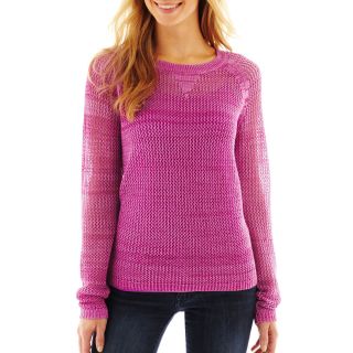A.N.A Crewneck Open Stitch Sweater   Tall, Pink, Womens