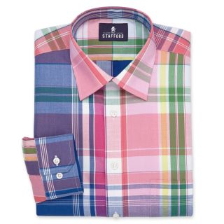 Stafford Broadcloth Dress Shirt, Multi Color Madras, Mens